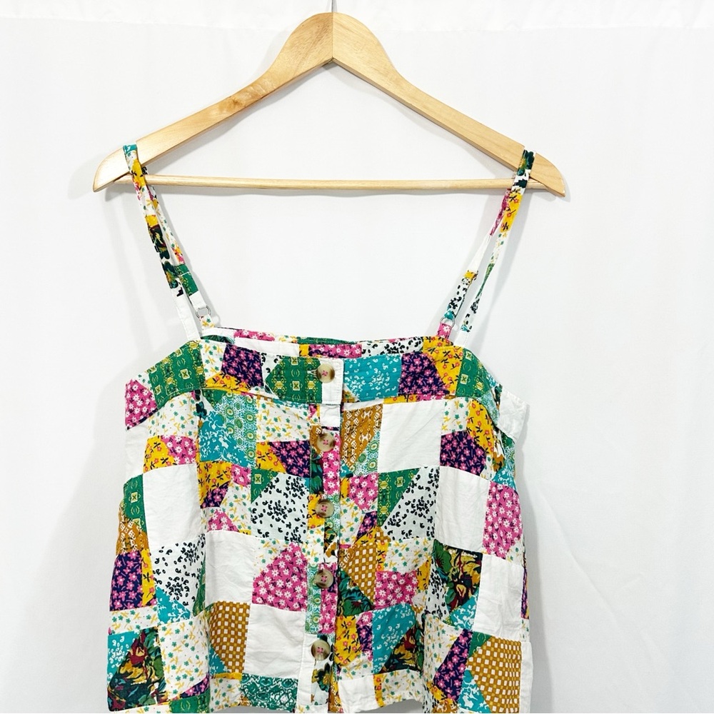 NWT Anthropologie Patchwork Button Boho Western Down Cami Tank Top - Picture 4 of 11